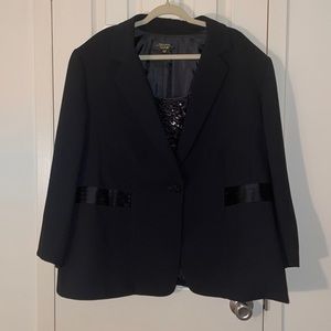 3-Piece Tahari Luxe Black Cocktail Pantsuit - Size 22W